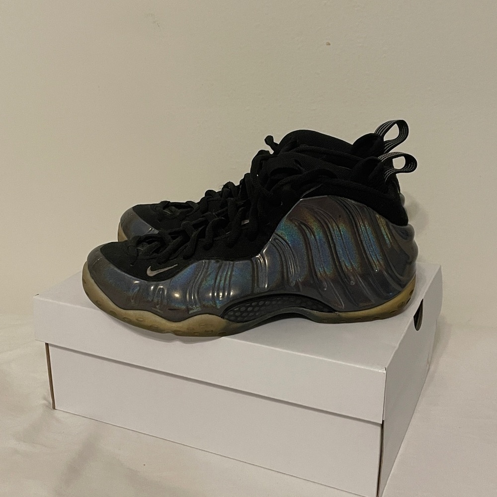 Nike Foamposite Black with Iridescent Finish 7.5